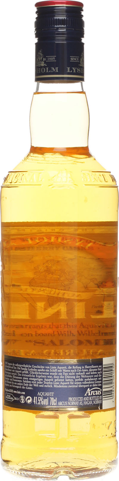 Linie Aquavit 0,7 Liter 41,5 Vol. Geschenkset mit Glas