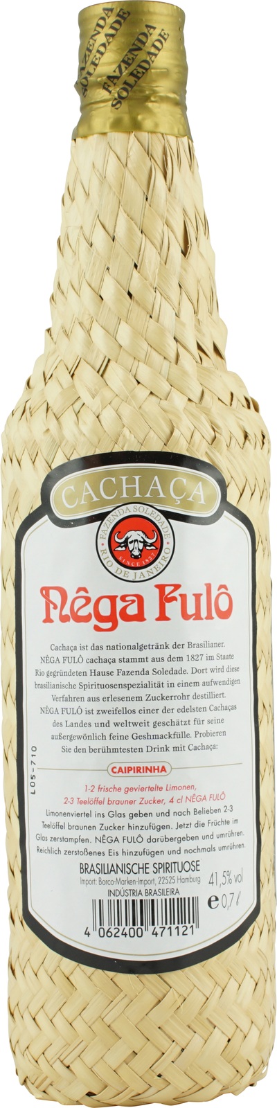 Nêga 0,7 Liter Fulô Cachaca 41%