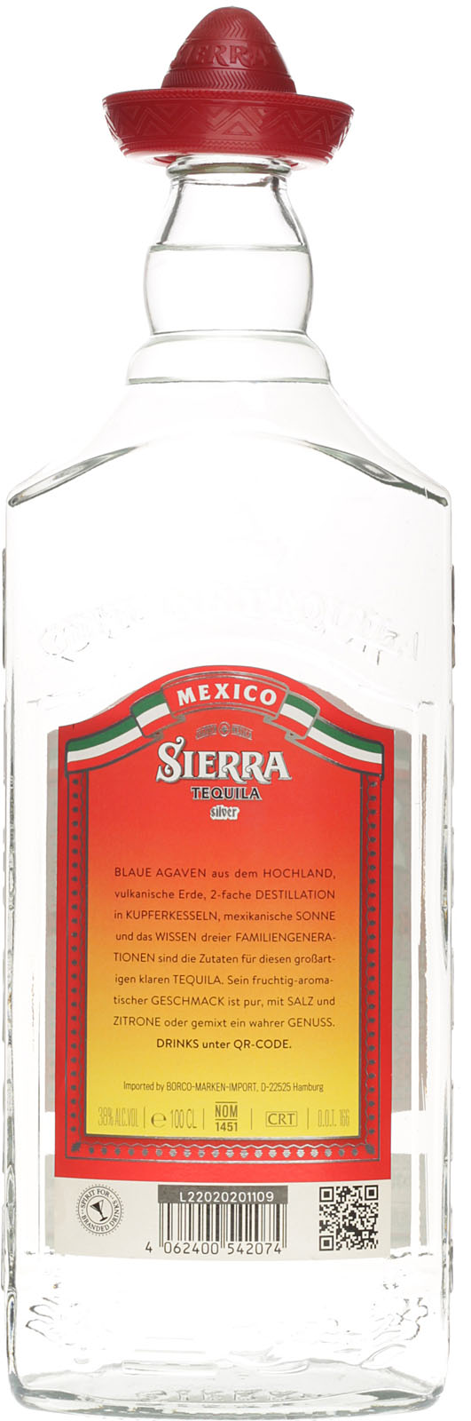Liter Silver Zit 38% Salz Tequila und Sierra mit 1 Vol.